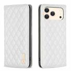 For iPhone 17 Pro Max Diamond Lattice Magnetic Leather Flip Phone Case(White) - 1