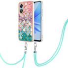 For OPPO A17 Electroplating IMD TPU Phone Case with Lanyard(Colorful Scales) - 1