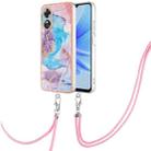 For OPPO A17 Electroplating IMD TPU Phone Case with Lanyard(Blue Marble) - 1