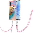 For OPPO A17 Electroplating IMD TPU Phone Case with Lanyard(Dream Butterfly) - 1