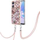 For OPPO A78 / A58 Electroplating IMD TPU Phone Case with Lanyard(Pink Scales) - 1