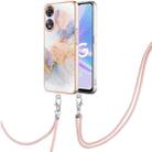 For OPPO A78 / A58 Electroplating IMD TPU Phone Case with Lanyard(White Marble) - 1