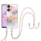 For OPPO A78 / A58 Electroplating IMD TPU Phone Case with Lanyard(White Marble) - 3