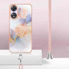 For OPPO A78 / A58 Electroplating IMD TPU Phone Case with Lanyard(White Marble) - 5