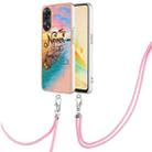 For OPPO Reno8 T 4G Electroplating IMD TPU Phone Case with Lanyard(Dream Butterfly) - 1