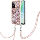 For OPPO A57 4G/A77 5G Taiwan/K10 5G Global Electroplating IMD TPU Phone Case with Lanyard(Pink Scales) - 1