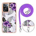 For OPPO A57 4G/A77 5G Taiwan/K10 5G Global Electroplating IMD TPU Phone Case with Lanyard(Purple Flower) - 2