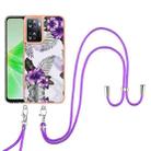 For OPPO A57 4G/A77 5G Taiwan/K10 5G Global Electroplating IMD TPU Phone Case with Lanyard(Purple Flower) - 3