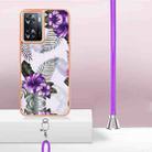 For OPPO A57 4G/A77 5G Taiwan/K10 5G Global Electroplating IMD TPU Phone Case with Lanyard(Purple Flower) - 5