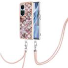 For OPPO Reno10 5G Global Electroplating IMD TPU Phone Case with Lanyard(Pink Scales) - 1