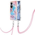 For OPPO Reno10 5G Global Electroplating IMD TPU Phone Case with Lanyard(Blue Marble) - 1