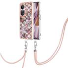 For OPPO Reno10 Pro 5G Global Electroplating IMD TPU Phone Case with Lanyard(Pink Scales) - 1
