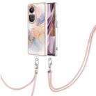 For OPPO Reno10 Pro 5G Global Electroplating IMD TPU Phone Case with Lanyard(White Marble) - 1