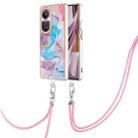 For OPPO Reno10 Pro 5G Global Electroplating IMD TPU Phone Case with Lanyard(Blue Marble) - 1