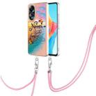 For OPPO A58 4G Electroplating IMD TPU Phone Case with Lanyard(Dream Butterfly) - 1