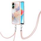 For OPPO A78 4G Electroplating IMD TPU Phone Case with Lanyard(White Marble) - 1