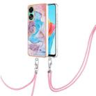 For OPPO A78 4G Electroplating IMD TPU Phone Case with Lanyard(Blue Marble) - 1