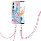 For OPPO A79 5G Global Electroplating IMD TPU Phone Case with Lanyard(Blue Marble) - 1