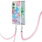 For OPPO Reno11 5G Global Electroplating IMD TPU Phone Case with Lanyard(Blue Marble) - 1