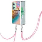 For OPPO Reno11 5G Global Electroplating IMD TPU Phone Case with Lanyard(Dream Butterfly) - 1