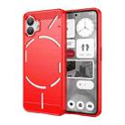 For Nothing Phone 2 Brushed Texture Carbon Fiber TPU Phone Case(Red) - 1