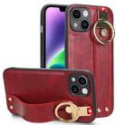 For iPhone 13 Wristband Leather Back Phone Case(Red) - 1