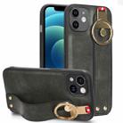 For iPhone 12 mini Wristband Leather Back Phone Case(Green) - 1