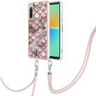 For Sony Xperia 10 IV Electroplating IMD TPU Phone Case with Lanyard(Pink Scales) - 1