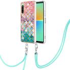 For Sony Xperia 10 IV Electroplating IMD TPU Phone Case with Lanyard(Colorful Scales) - 1