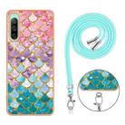 For Sony Xperia 10 IV Electroplating IMD TPU Phone Case with Lanyard(Colorful Scales) - 2