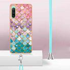 For Sony Xperia 10 IV Electroplating IMD TPU Phone Case with Lanyard(Colorful Scales) - 5