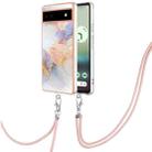 For Google Pixel 6a Electroplating IMD TPU Phone Case with Lanyard(White Marble) - 1