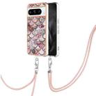 For Google Pixel 8 Pro Electroplating IMD TPU Phone Case with Lanyard(Pink Scales) - 1