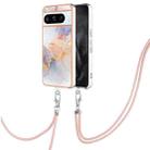 For Google Pixel 8 Pro Electroplating IMD TPU Phone Case with Lanyard(White Marble) - 1