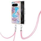 For Google Pixel 8 Pro Electroplating IMD TPU Phone Case with Lanyard(Blue Marble) - 1