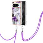 For Google Pixel 8 Pro Electroplating IMD TPU Phone Case with Lanyard(Purple Flower) - 1