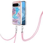 For Google Pixel 9 Pro Electroplating IMD TPU Phone Case with Lanyard(Blue Marble) - 1