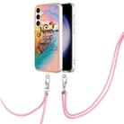 For Samsung Galaxy S23 FE 5G Electroplating IMD TPU Phone Case with Lanyard(Dream Butterfly) - 1