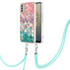 For Nokia C31 Electroplating IMD TPU Phone Case with Lanyard(Colorful Scales) - 1