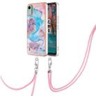 For Nokia C12 Electroplating IMD TPU Phone Case with Lanyard(Blue Marble) - 1