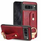 For Google Pixel 8 Wristband Leather Back Phone Case(Red) - 1