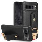 For Google Pixel 8 Wristband Leather Back Phone Case(Black) - 1