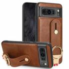 For Google Pixel 8 Wristband Leather Back Phone Case(Brown) - 1