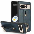 For Google Pixel 7 Wristband Leather Back Phone Case(Blue) - 1