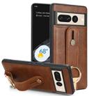 For Google Pixel 7 Wristband Leather Back Phone Case(Brown) - 1