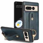 For Google Pixel 7 Pro Wristband Leather Back Phone Case(Blue) - 1