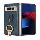 For Google Pixel Fold Wristband Leather Back Phone Case(Blue) - 1