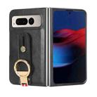 For Google Pixel Fold Wristband Leather Back Phone Case(Black) - 1