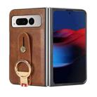 For Google Pixel Fold Wristband Leather Back Phone Case(Brown) - 1