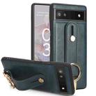 For Google Pixel 6a Wristband Leather Back Phone Case(Blue) - 1